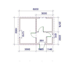 План дома из сэндвич-панелей площадью 29 кв.м.